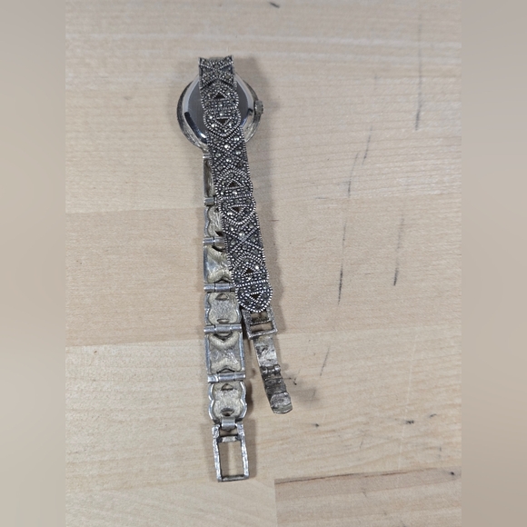 Vintage Sterling Silver Macrasite Anjuli Watch With Braclet & Earings 925A Set